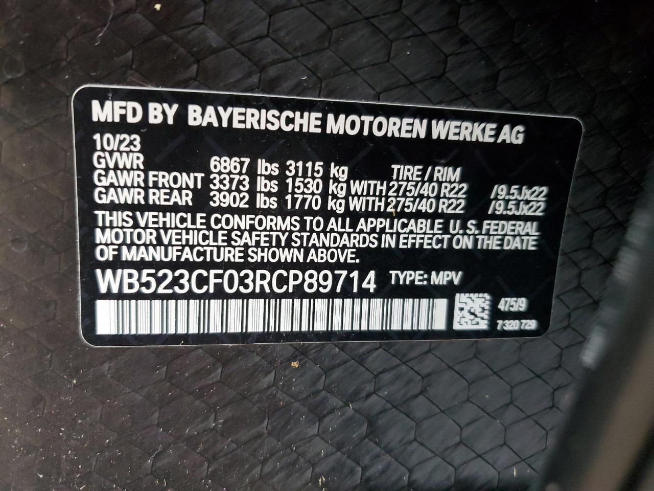 WB523CF03RCP89714 2024 BMW Ix xDrive50