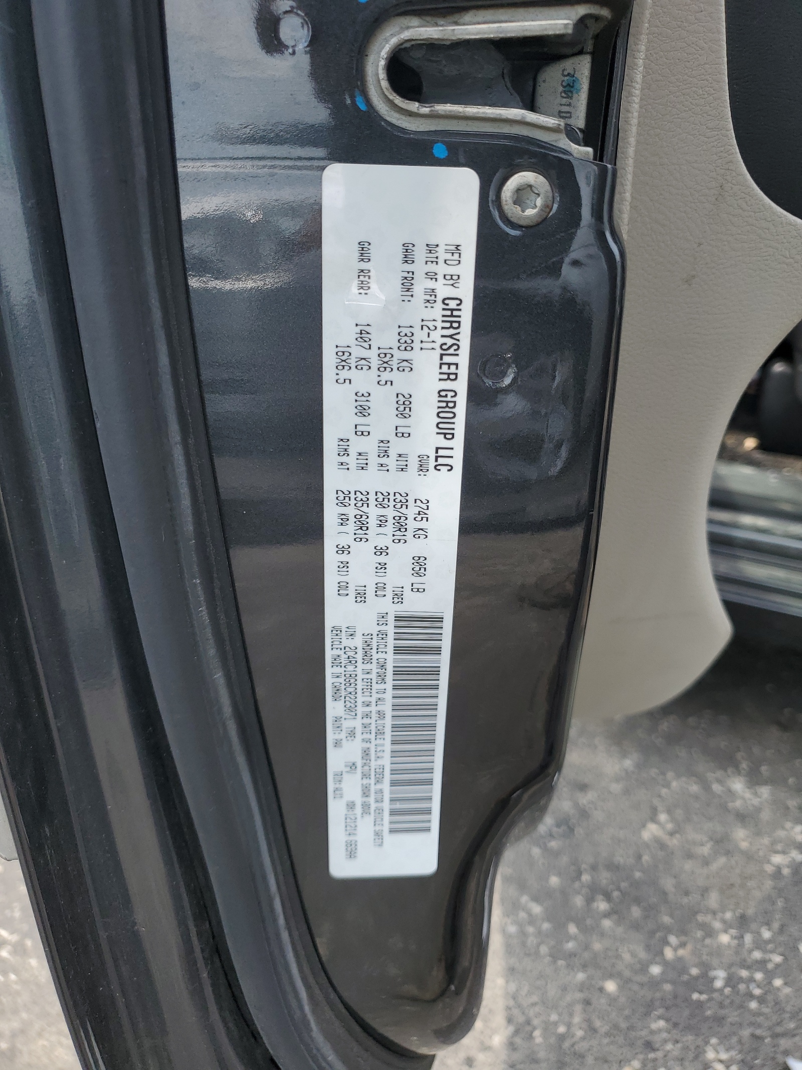 2C4RC1BG6CR223071 2012 Chrysler Town & Country Touring