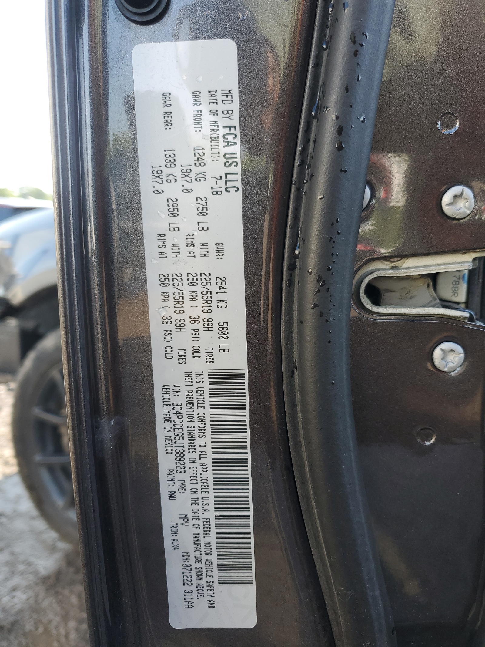 3C4PDDEG5JT389223 2018 Dodge Journey Gt