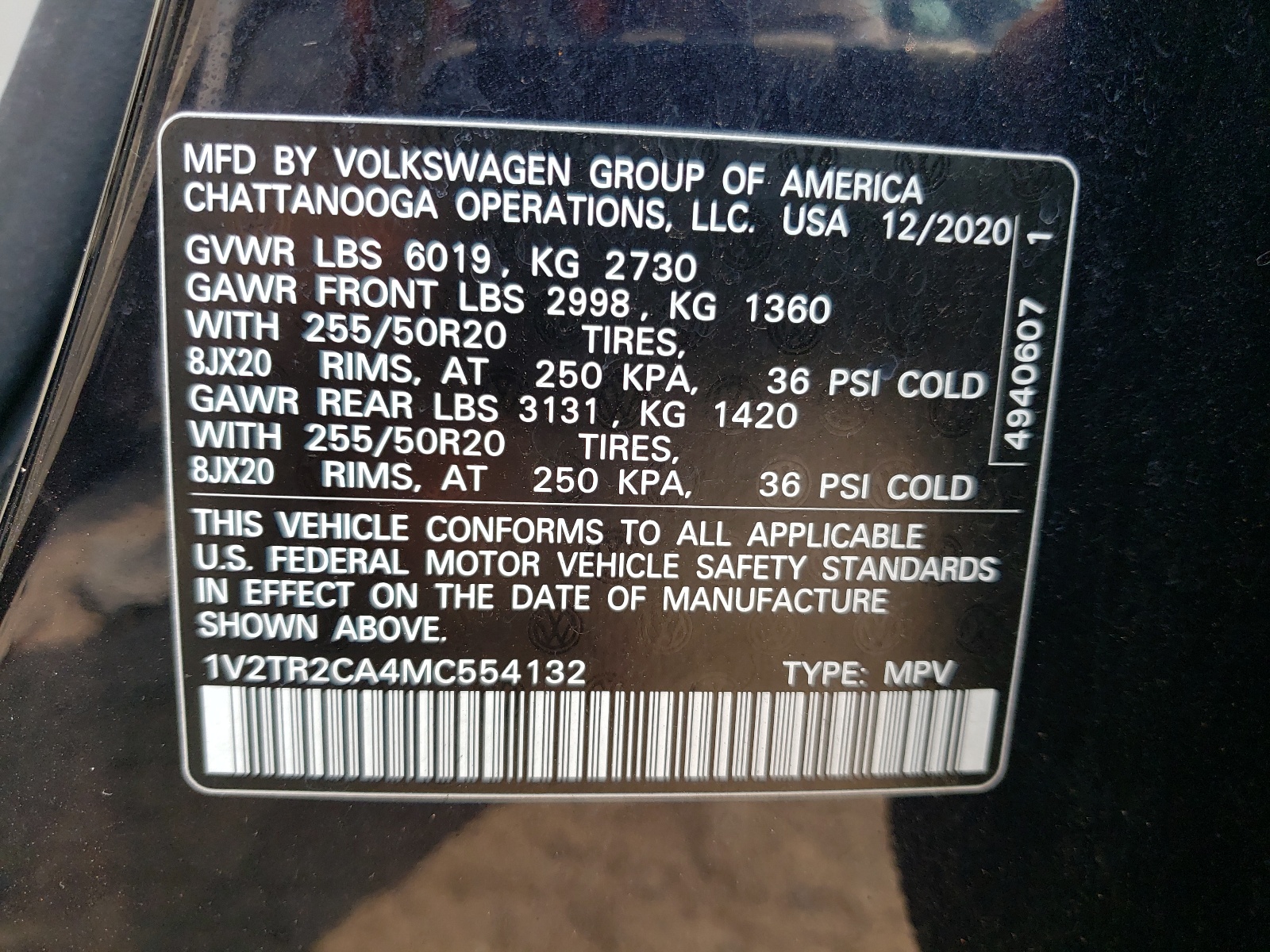 1V2TR2CA4MC554132 2021 Volkswagen Atlas Sel Premium