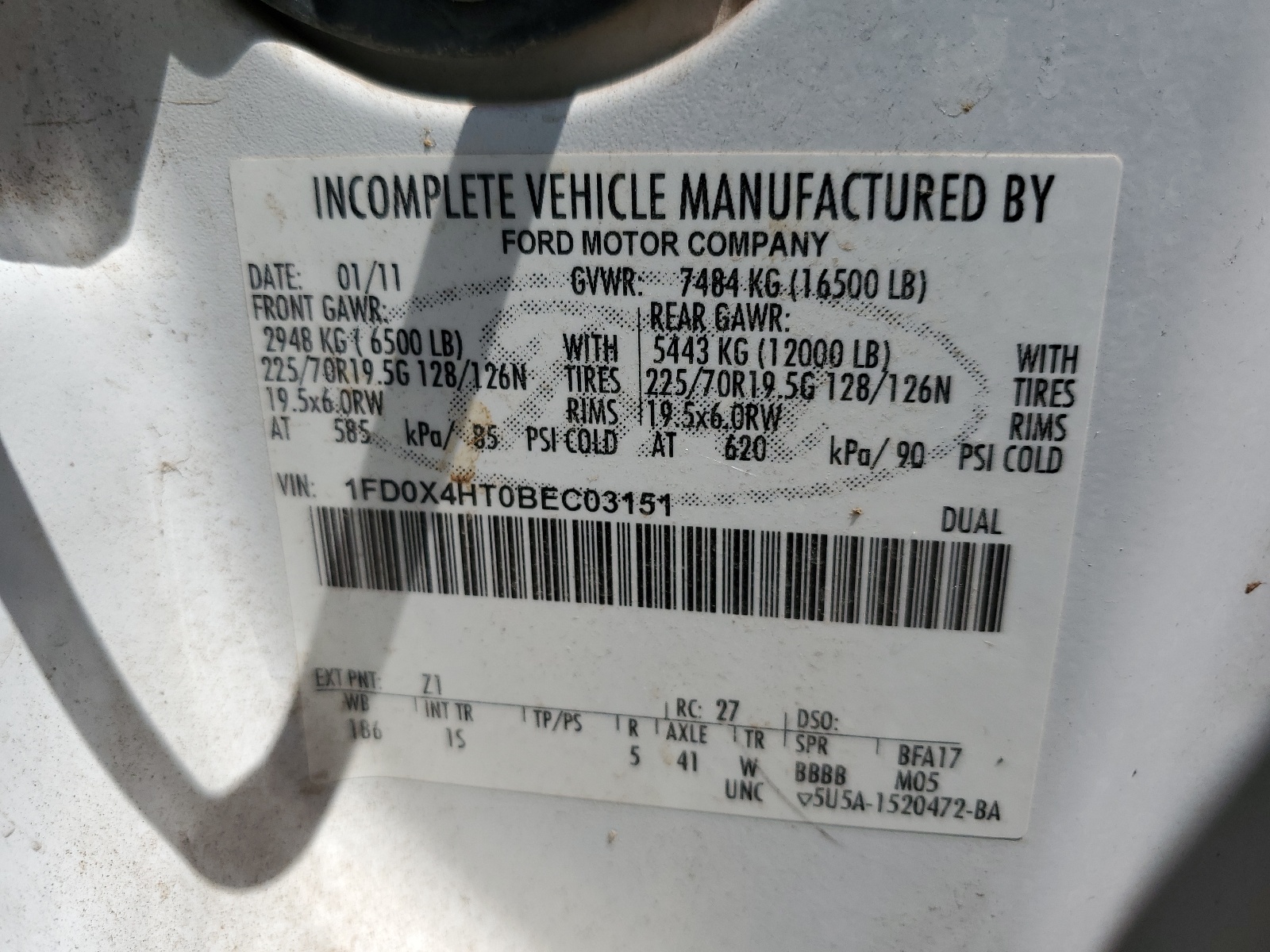 1FD0X4HT0BEC03151 2011 Ford F450 Super Duty