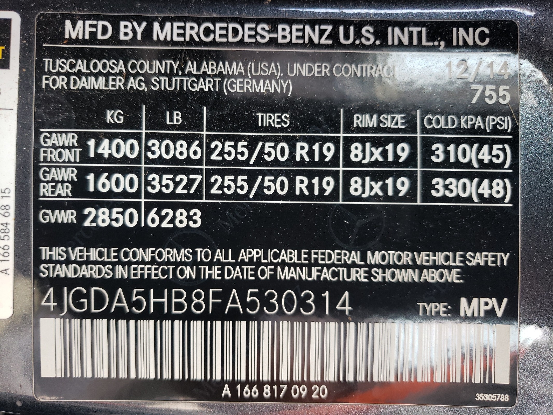4JGDA5HB8FA530314 2015 Mercedes-Benz Ml 350 4Matic