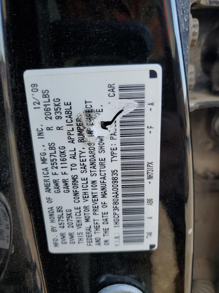 1HGCP3F80AA009835 2010 Honda Accord Exl