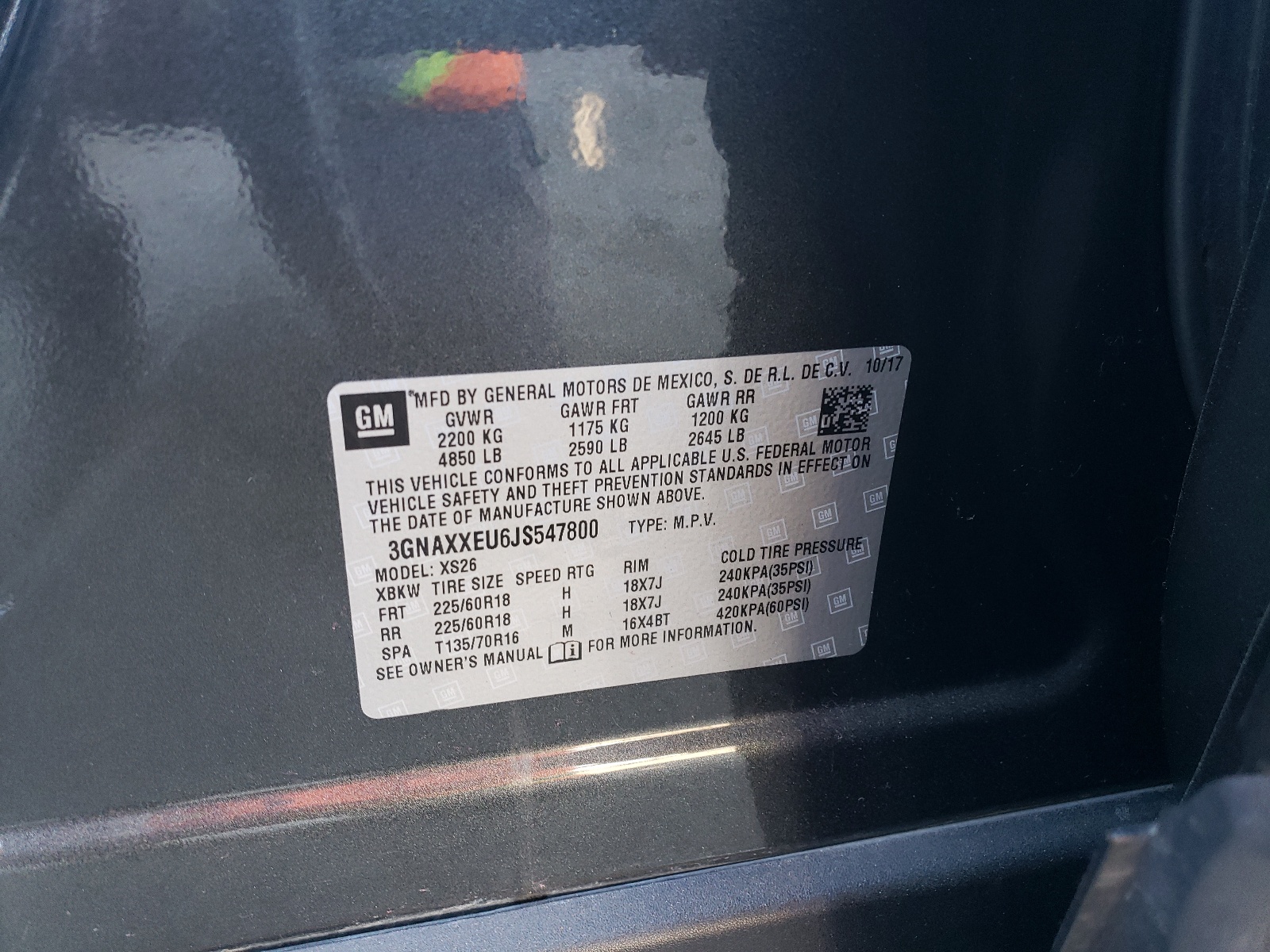 3GNAXXEU6JS547800 2018 Chevrolet Equinox Premier