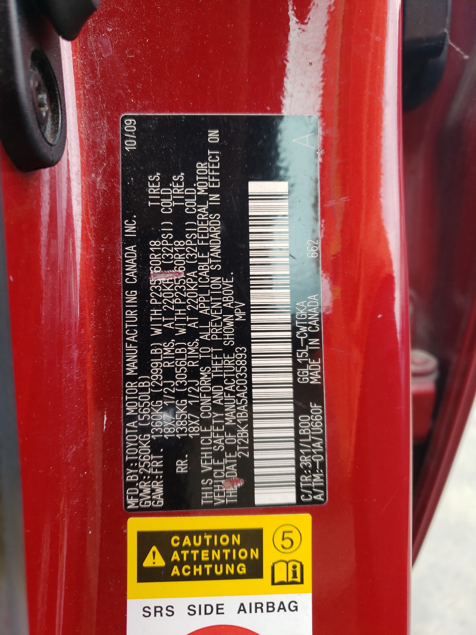 2T2BK1BA5AC035893 2010 Lexus Rx 350