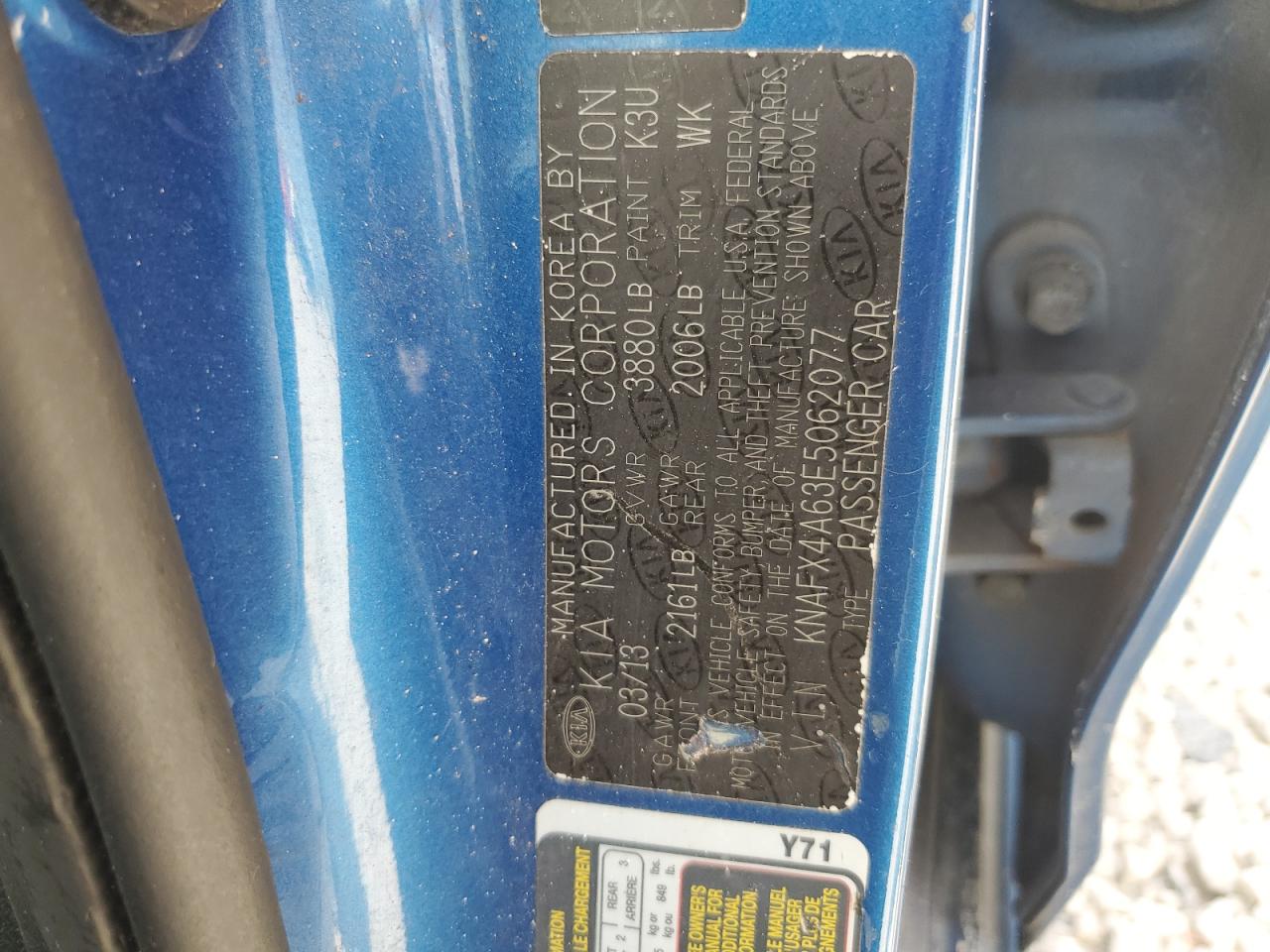 2014 Kia Forte Lx VIN: KNAFX4A63E5062077 Lot: 62055924