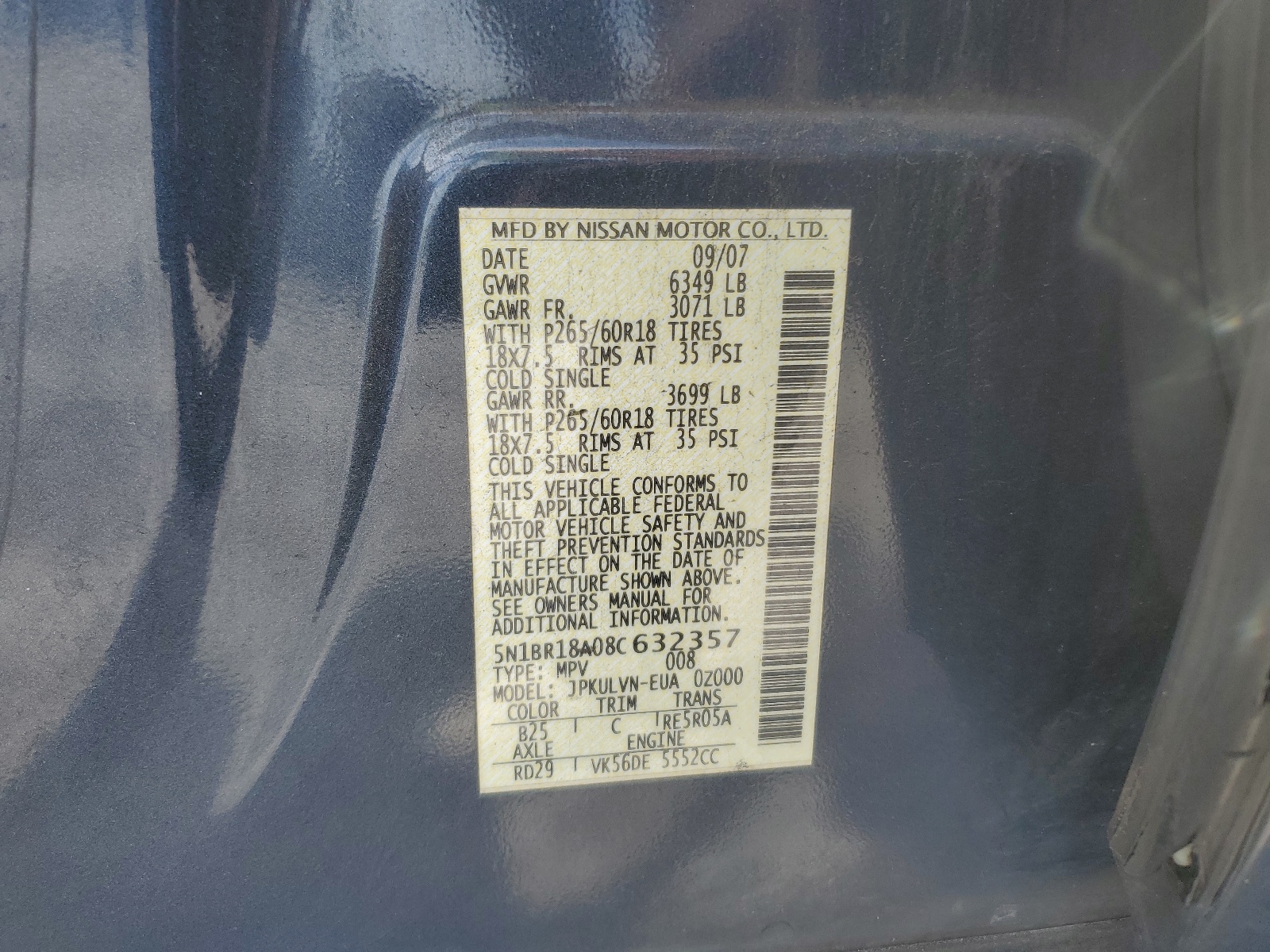 5N1BR18A08C632357 2008 Nissan Pathfinder Le