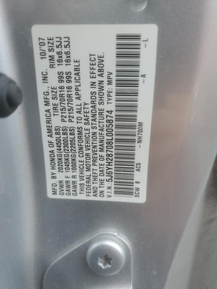 2008 Honda Element Ex VIN: 5J6YH28708L005874 Lot: 63122274