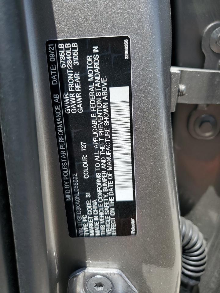 2022 Polestar 2 VIN: LPSED3KA0NL056522 Lot: 61791934