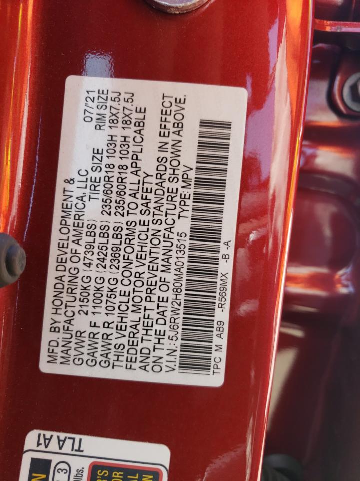 2021 Honda Cr-V Exl VIN: 5J6RW2H80MA013515 Lot: 64097254