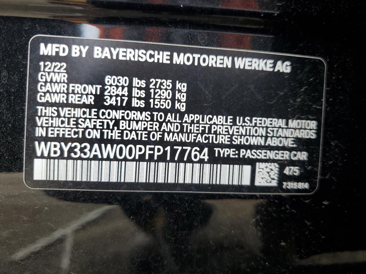 WBY33AW00PFP17764 2023 BMW I4 M50