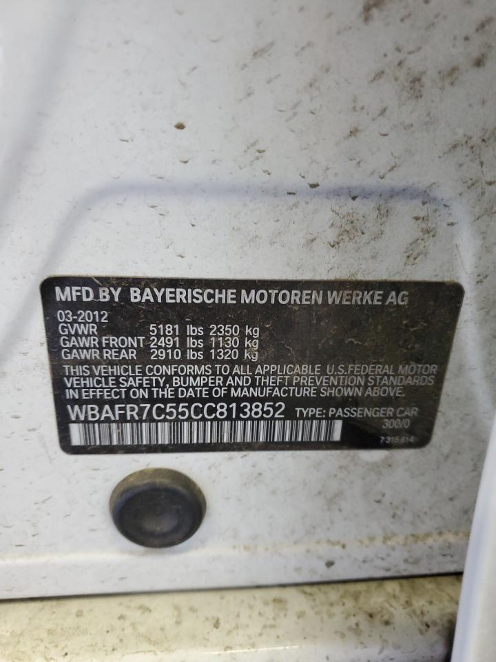 2012 BMW 535 I VIN: WBAFR7C55CC813852 Lot: 61285964