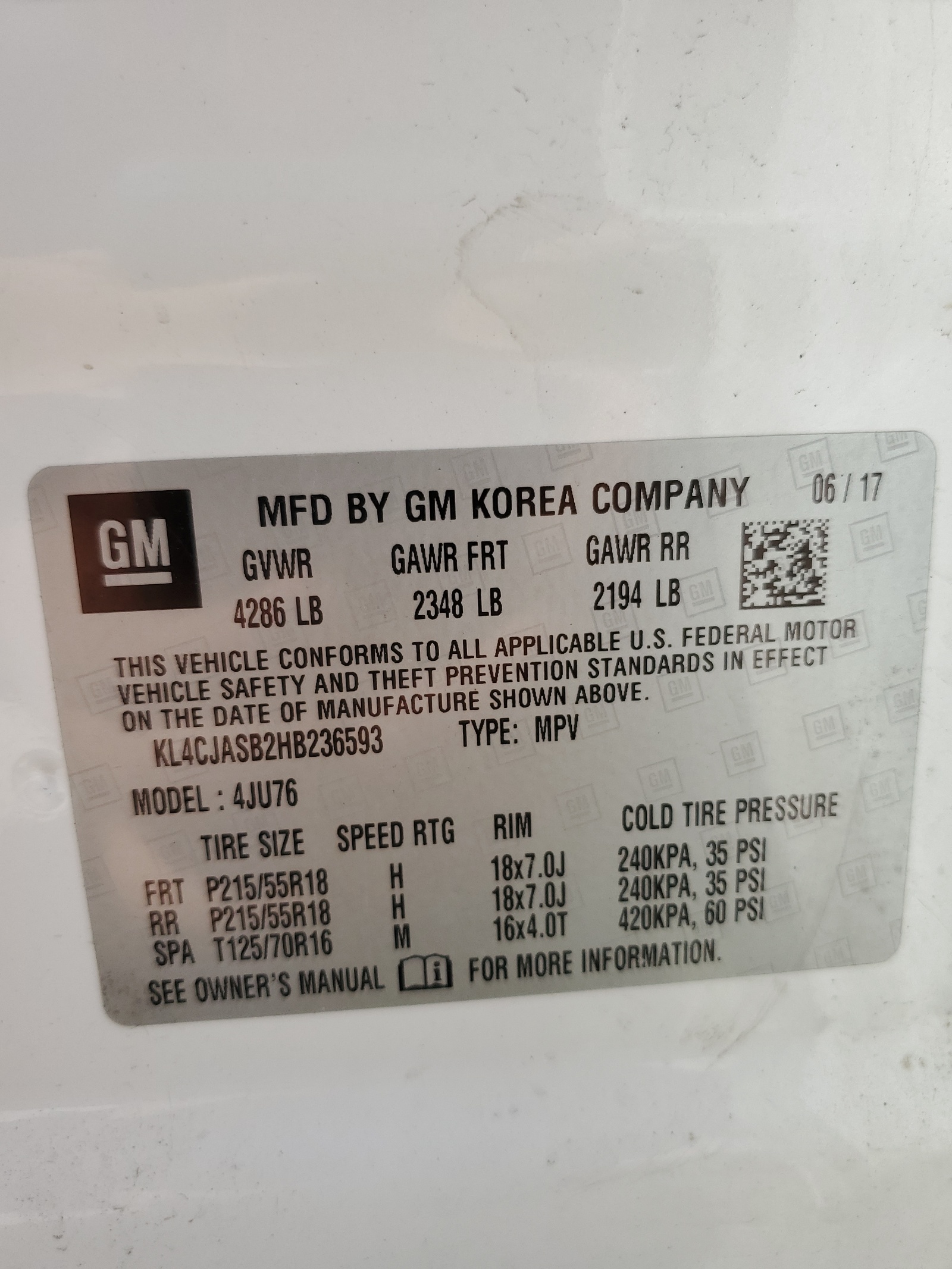 KL4CJASB2HB236593 2017 Buick Encore Preferred