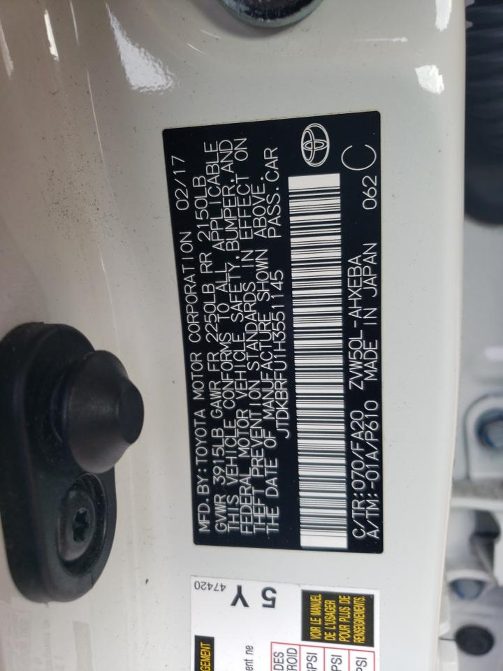 2017 Toyota Prius VIN: JTDKBRFU1H3551145 Lot: 63450194