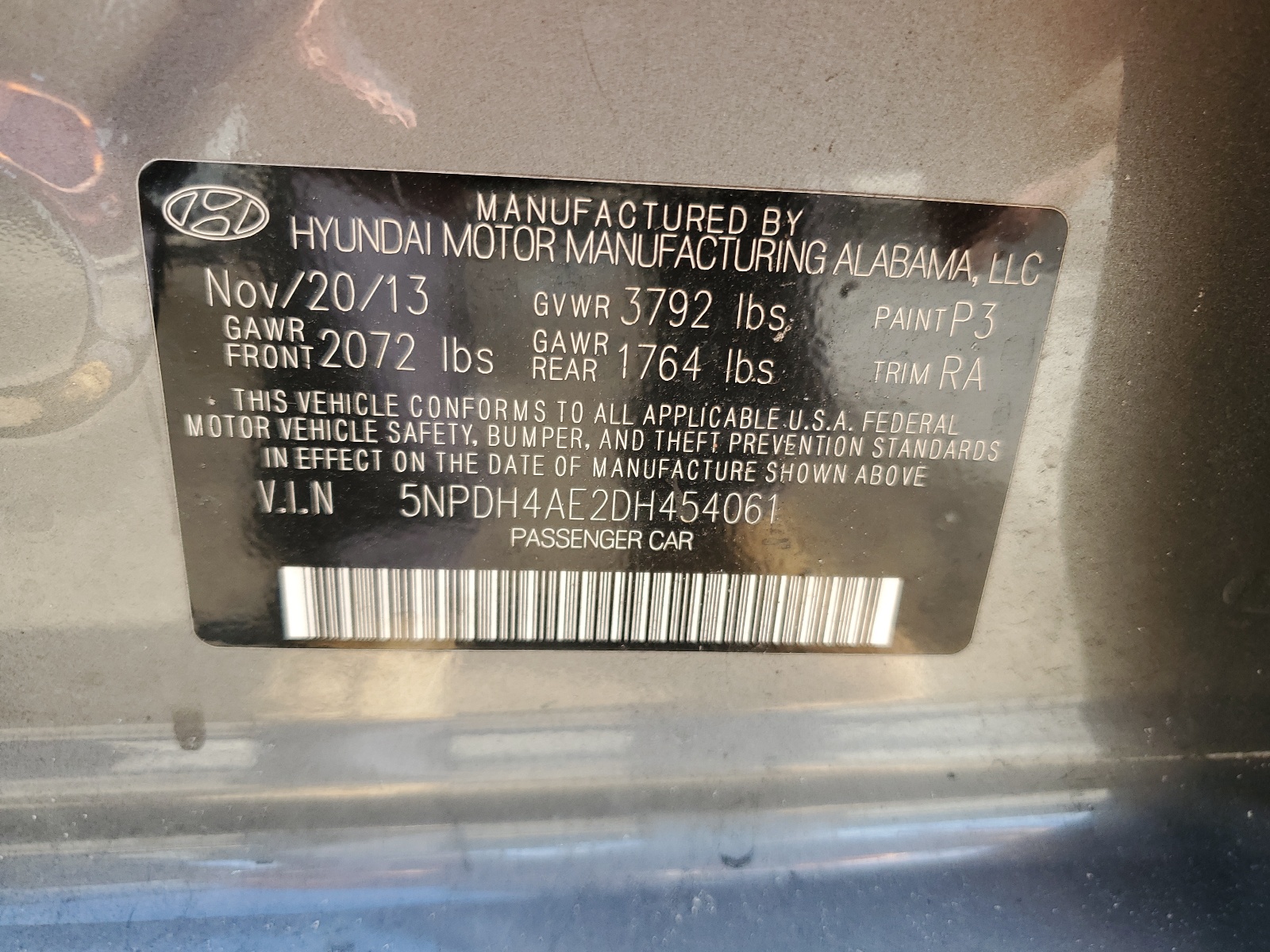 5NPDH4AE2DH454061 2013 Hyundai Elantra Gls