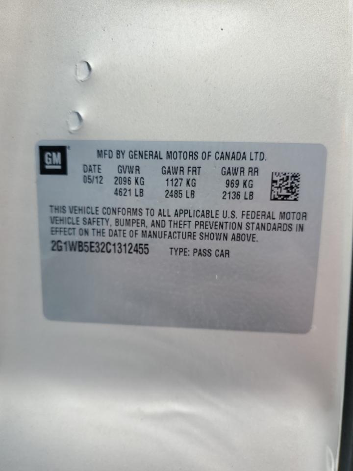 2012 Chevrolet Impala Lt VIN: 2G1WB5E32C1312455 Lot: 64141554