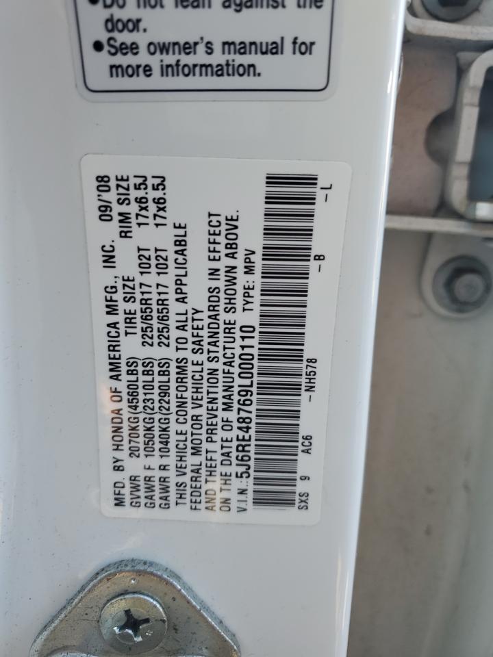 2009 Honda Cr-V Exl VIN: 5J6RE48769L000110 Lot: 63024044