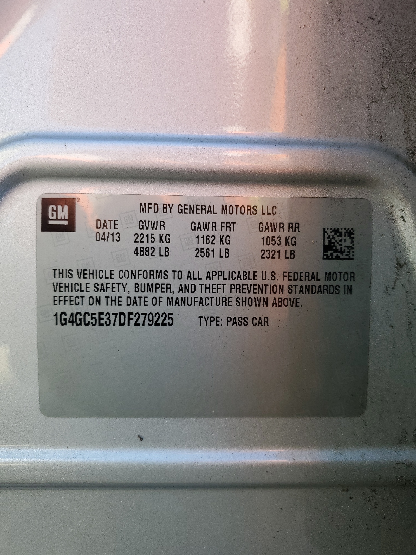 1G4GC5E37DF279225 2013 Buick Lacrosse