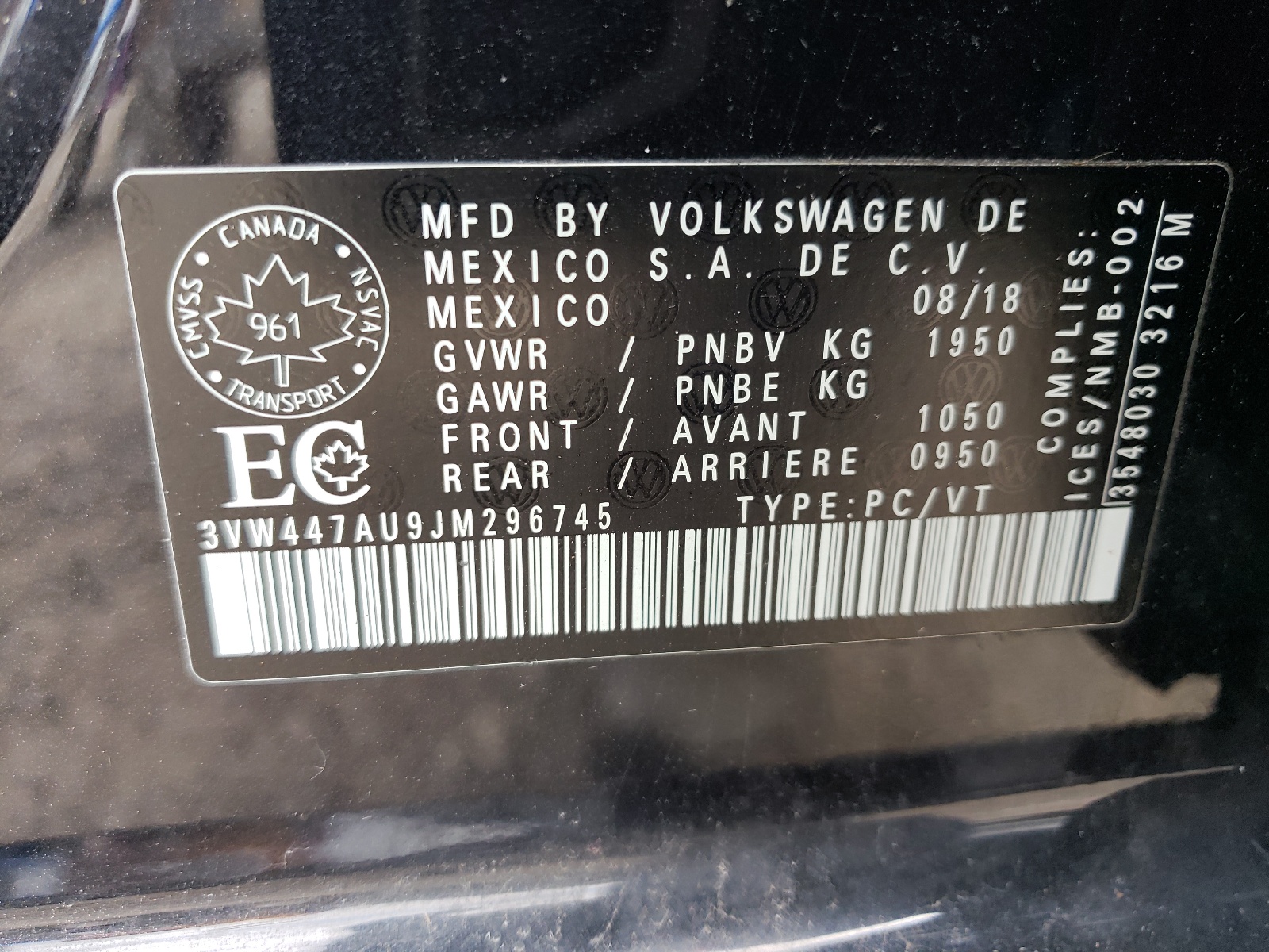 3VW447AU9JM296745 2018 Volkswagen Gti S/Se