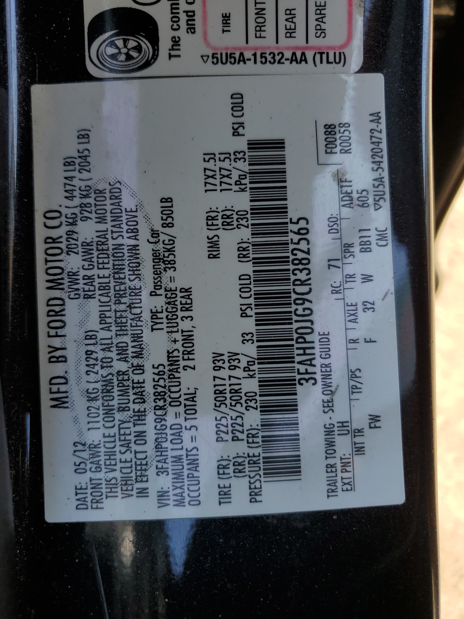 3FAHP0JG9CR382565 2012 Ford Fusion Sel