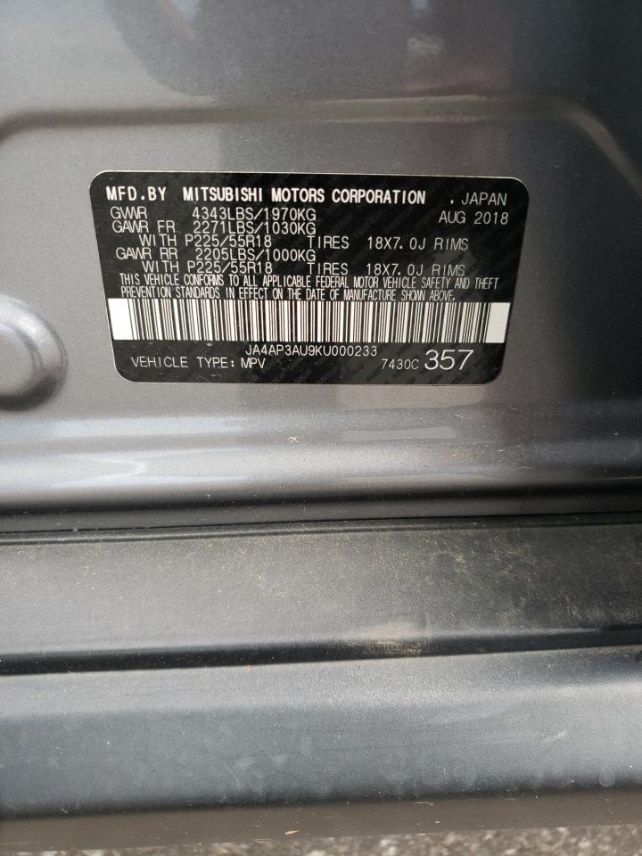 2019 Mitsubishi Outlander Sport Es VIN: JA4AP3AU9KU000233 Lot: 62542644