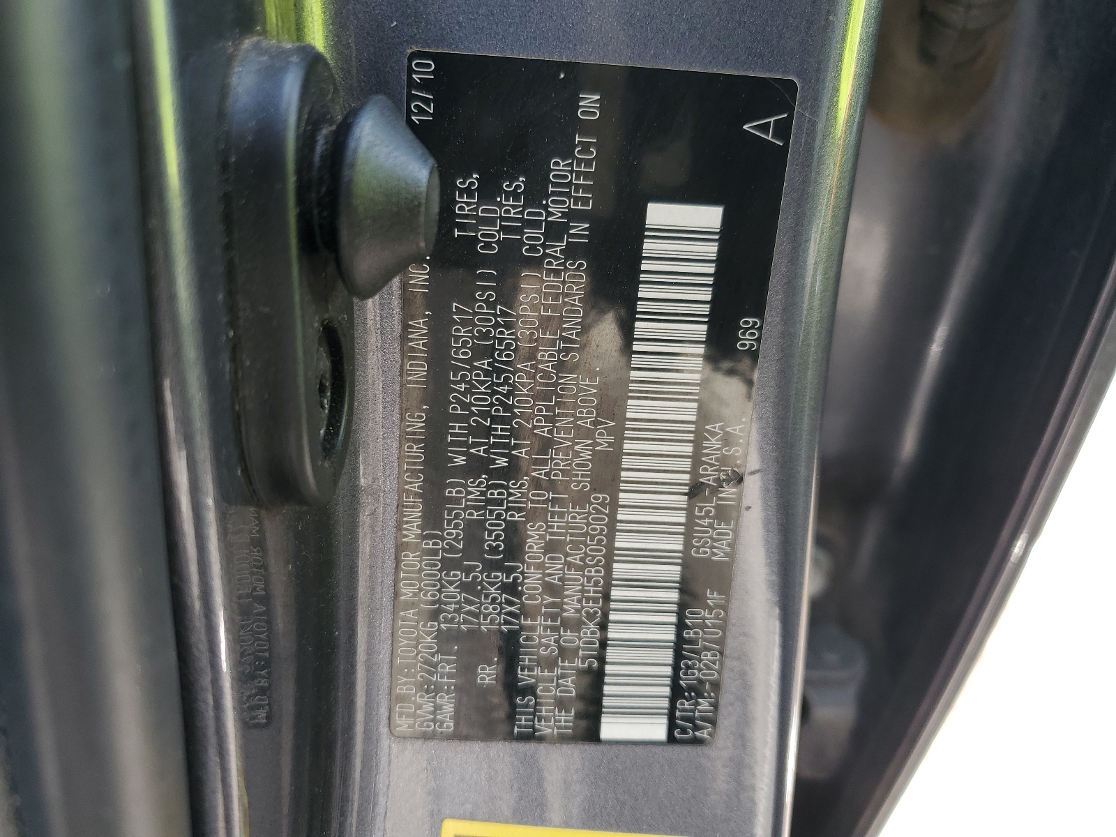 5TDBK3EH5BS059029 2011 Toyota Highlander Base