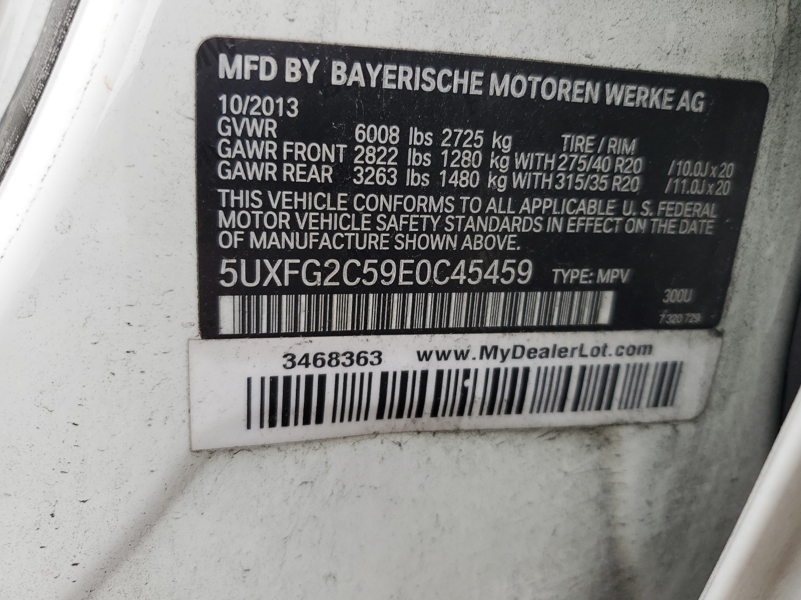 5UXFG2C59E0C45459 2014 BMW X6 xDrive35I