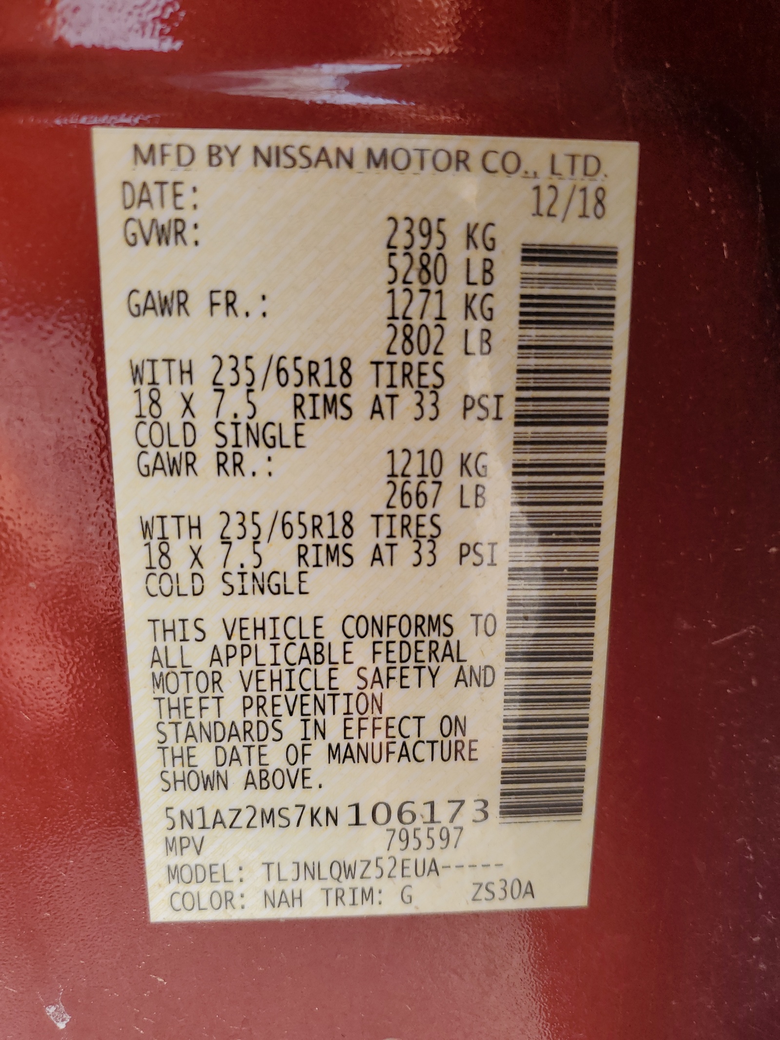 5N1AZ2MS7KN106173 2019 Nissan Murano S