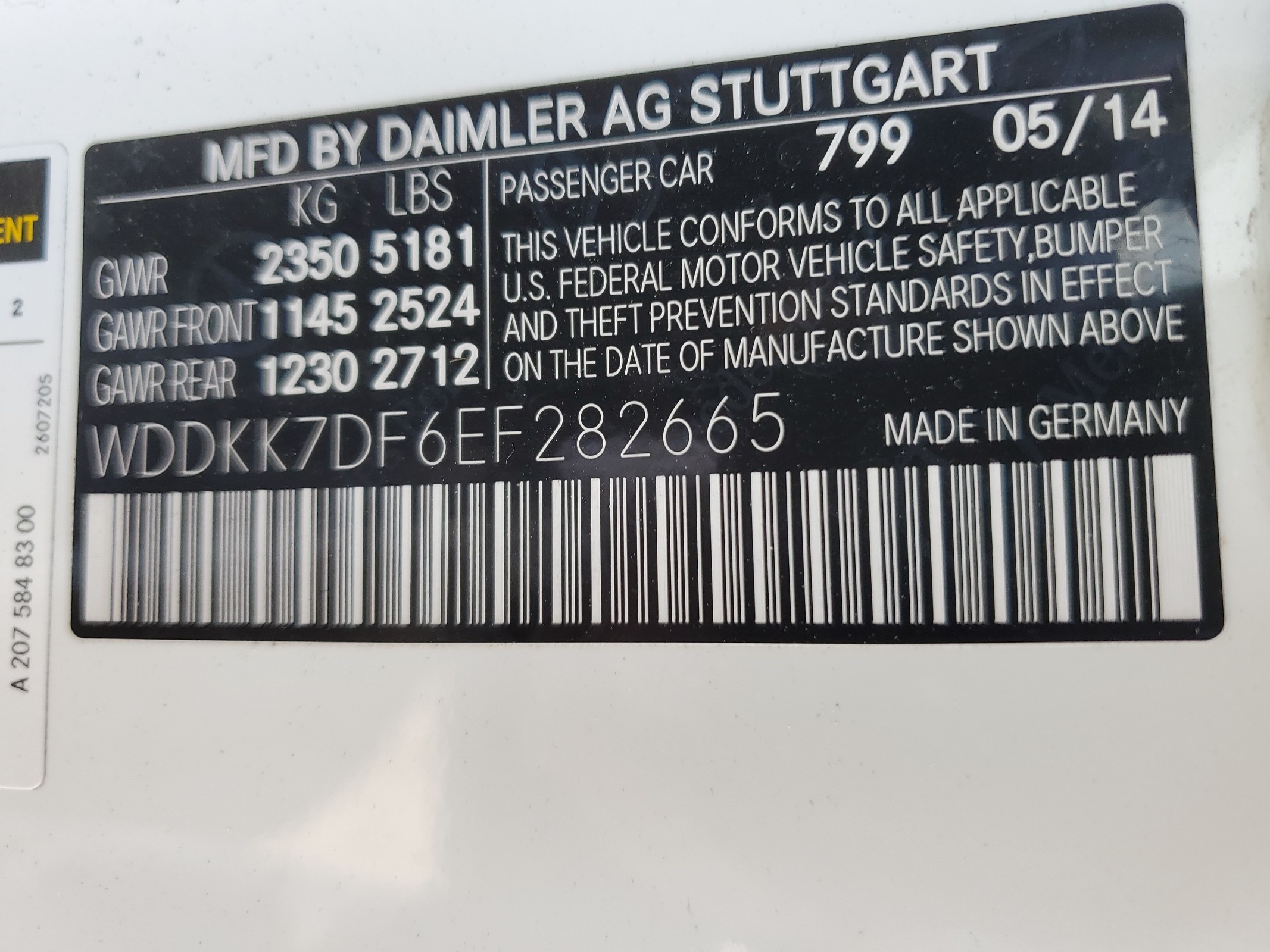 WDDKK7DF6EF282665 2014 Mercedes-Benz E 550