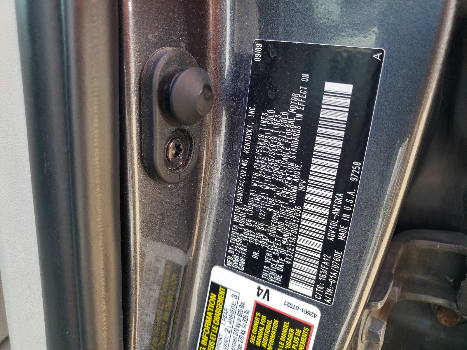 4T3ZE11A79U017036 2009 Toyota Venza