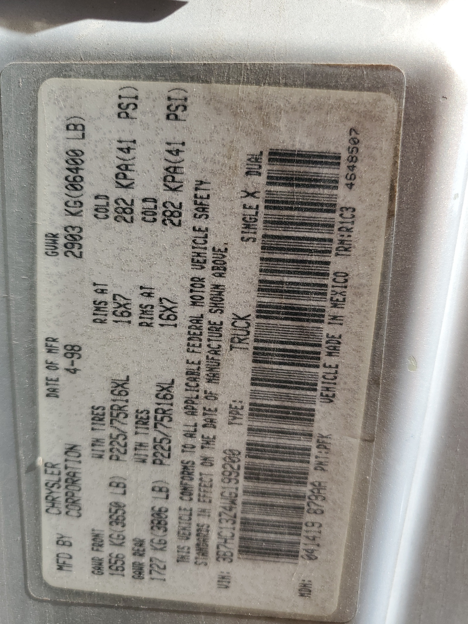 3B7HC13Z4WG199200 1998 Dodge Ram 1500