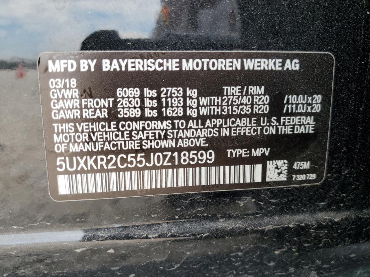 2018 BMW X5 Sdrive35I VIN: 5UXKR2C55J0Z18599 Lot: 62292454