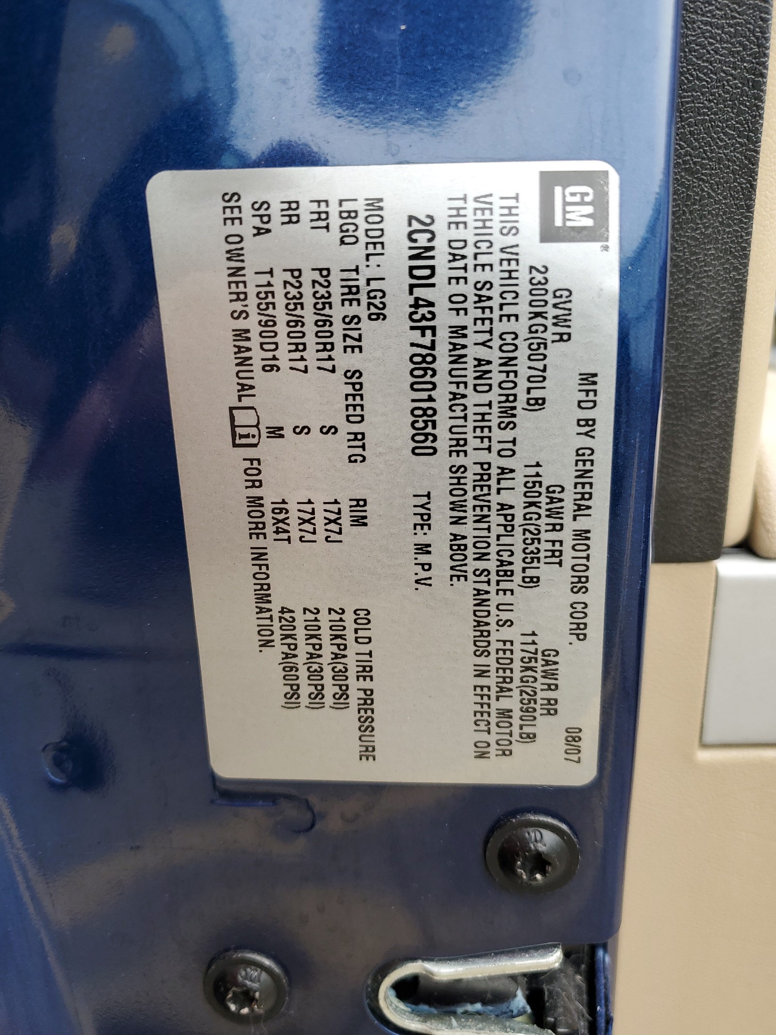 2CNDL43F786018560 2008 Chevrolet Equinox Lt