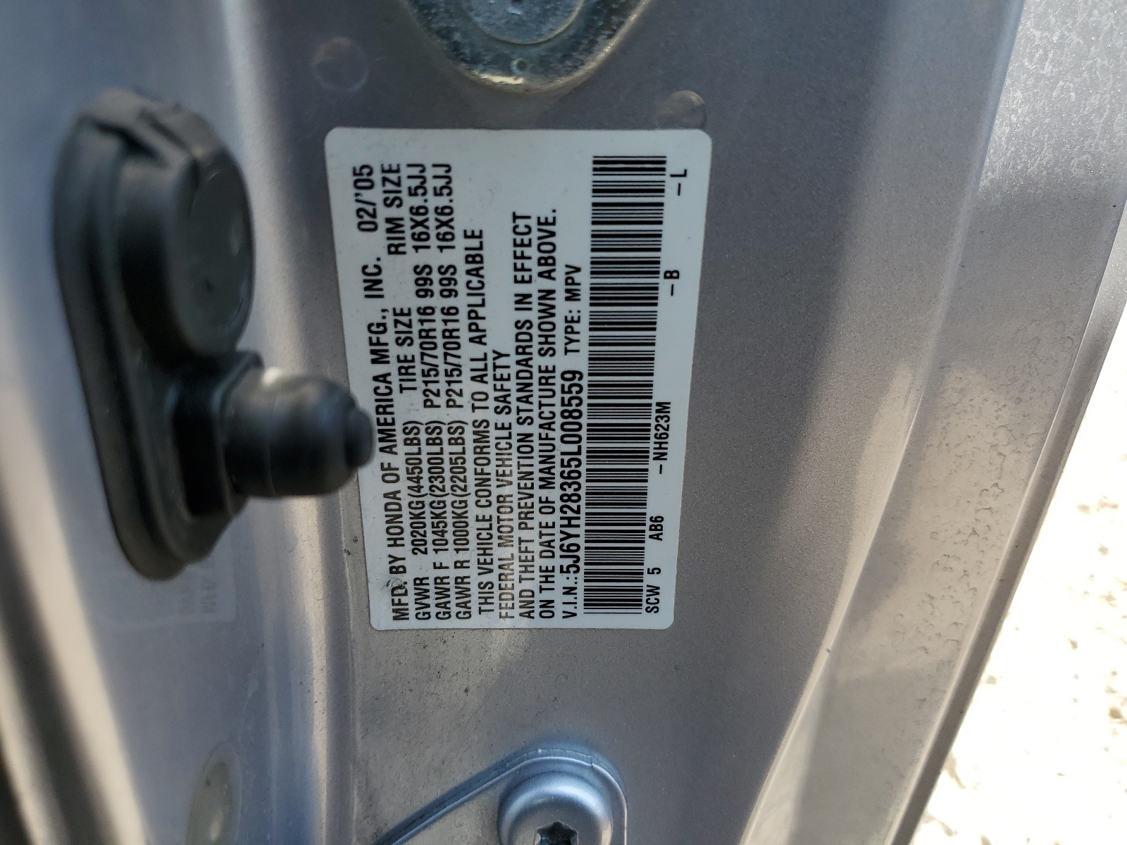 5J6YH28365L008559 2005 Honda Element Lx