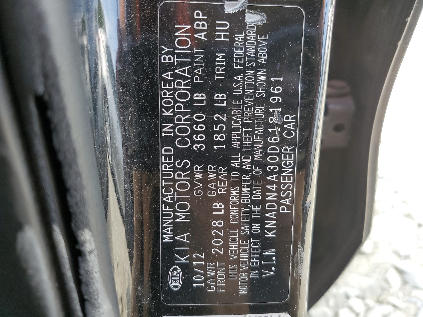 KNADN4A30D6181961 2013 Kia Rio Ex