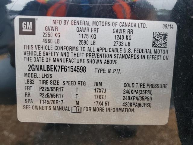 2015 CHEVROLET EQUINOX LT 2GNALBEK7F6154598  62038434