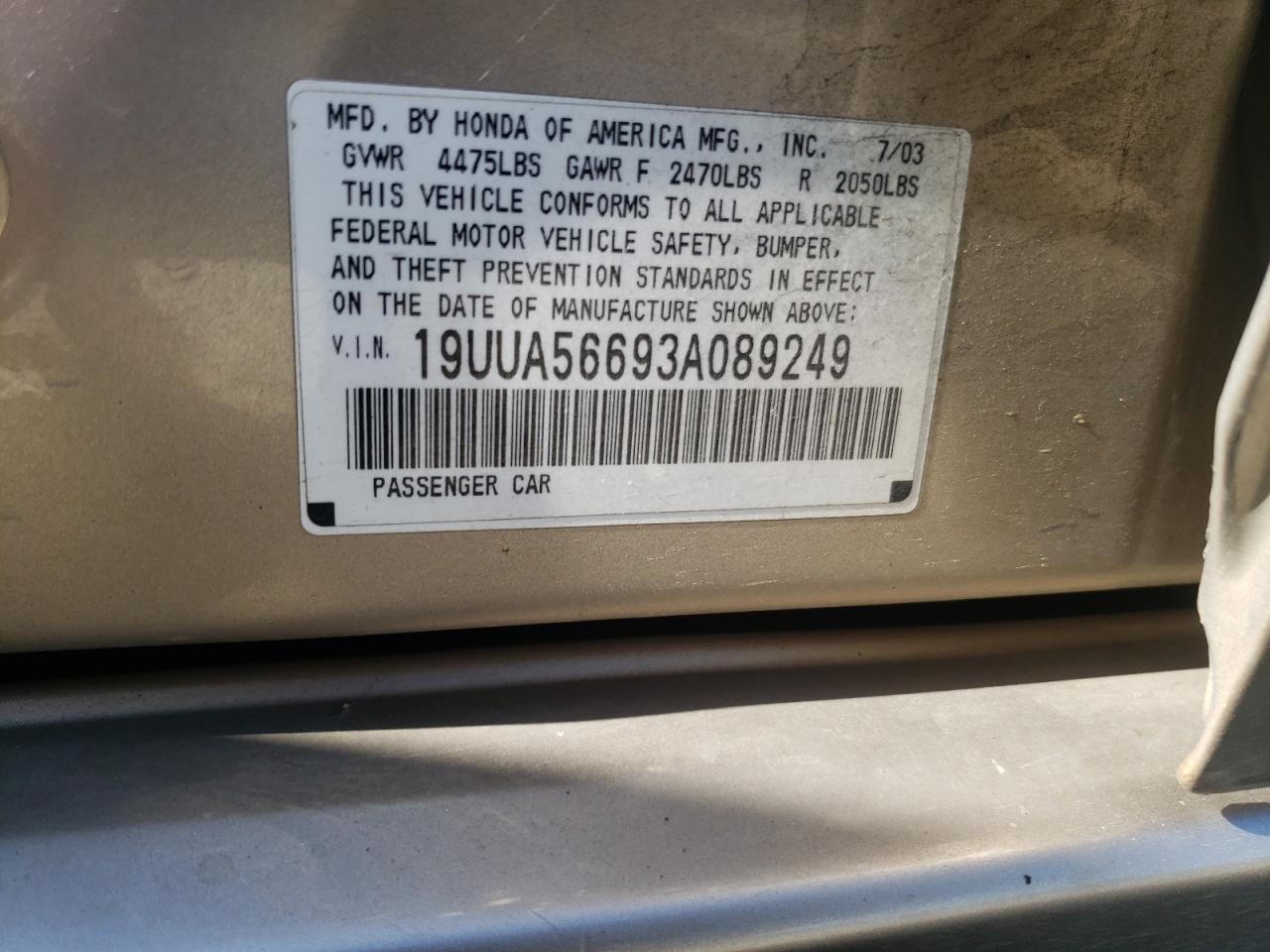 19UUA56693A089249 2003 Acura 3.2Tl