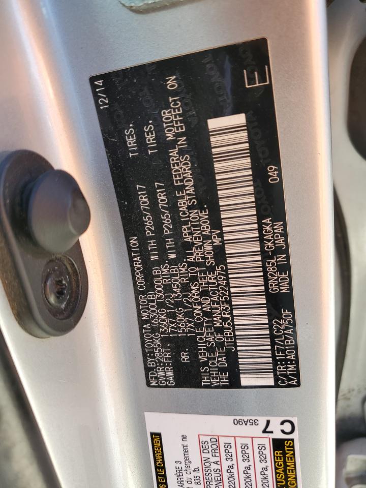 2015 Toyota 4Runner Sr5 VIN: JTEBU5JR3F5224975 Lot: 61772304