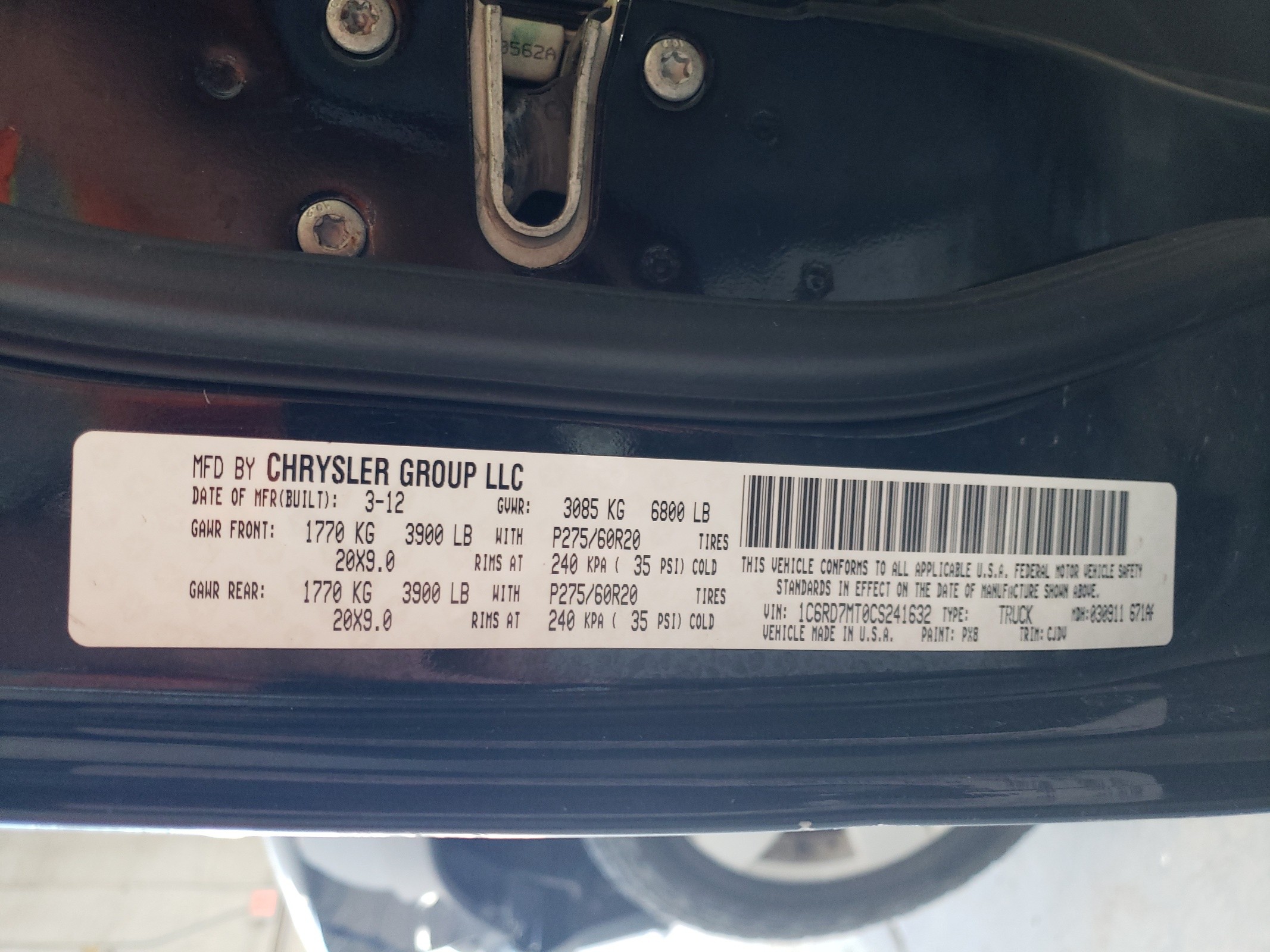 1C6RD7MT0CS241632 2012 Dodge Ram 1500 Sport