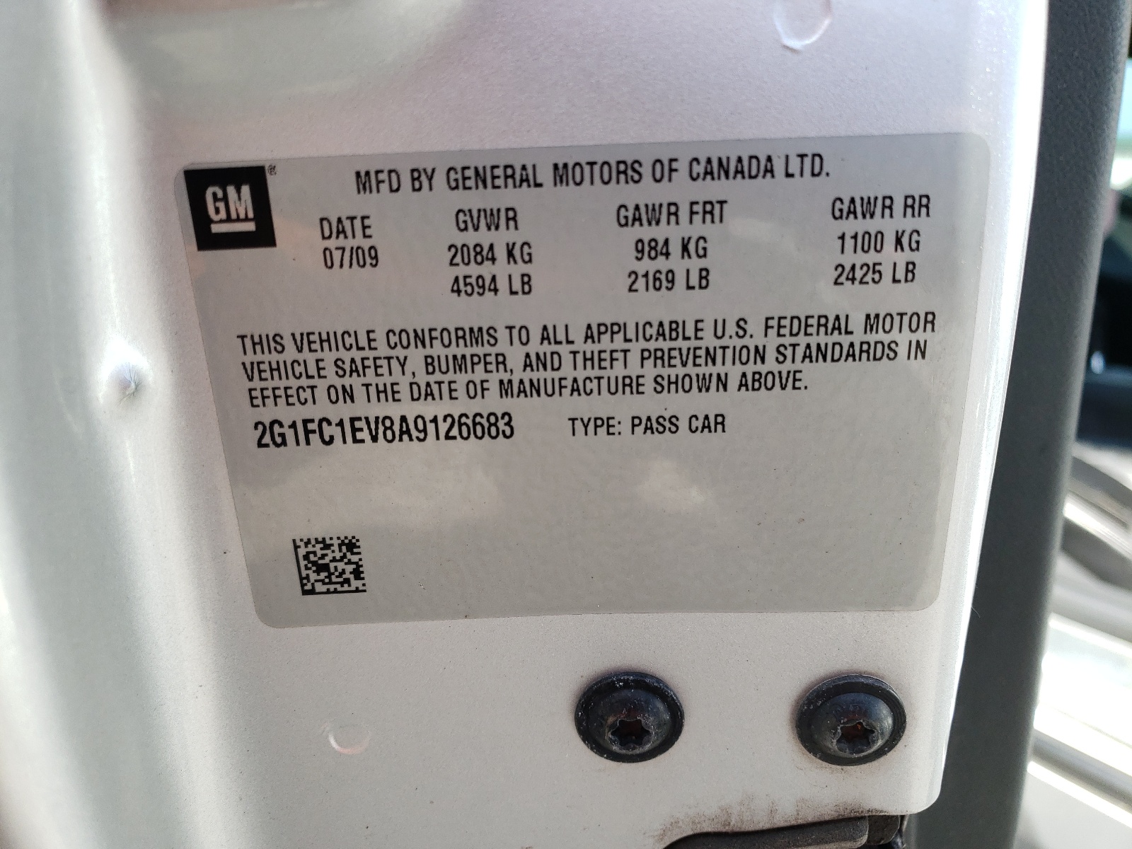 2G1FC1EV8A9126683 2010 Chevrolet Camaro Lt