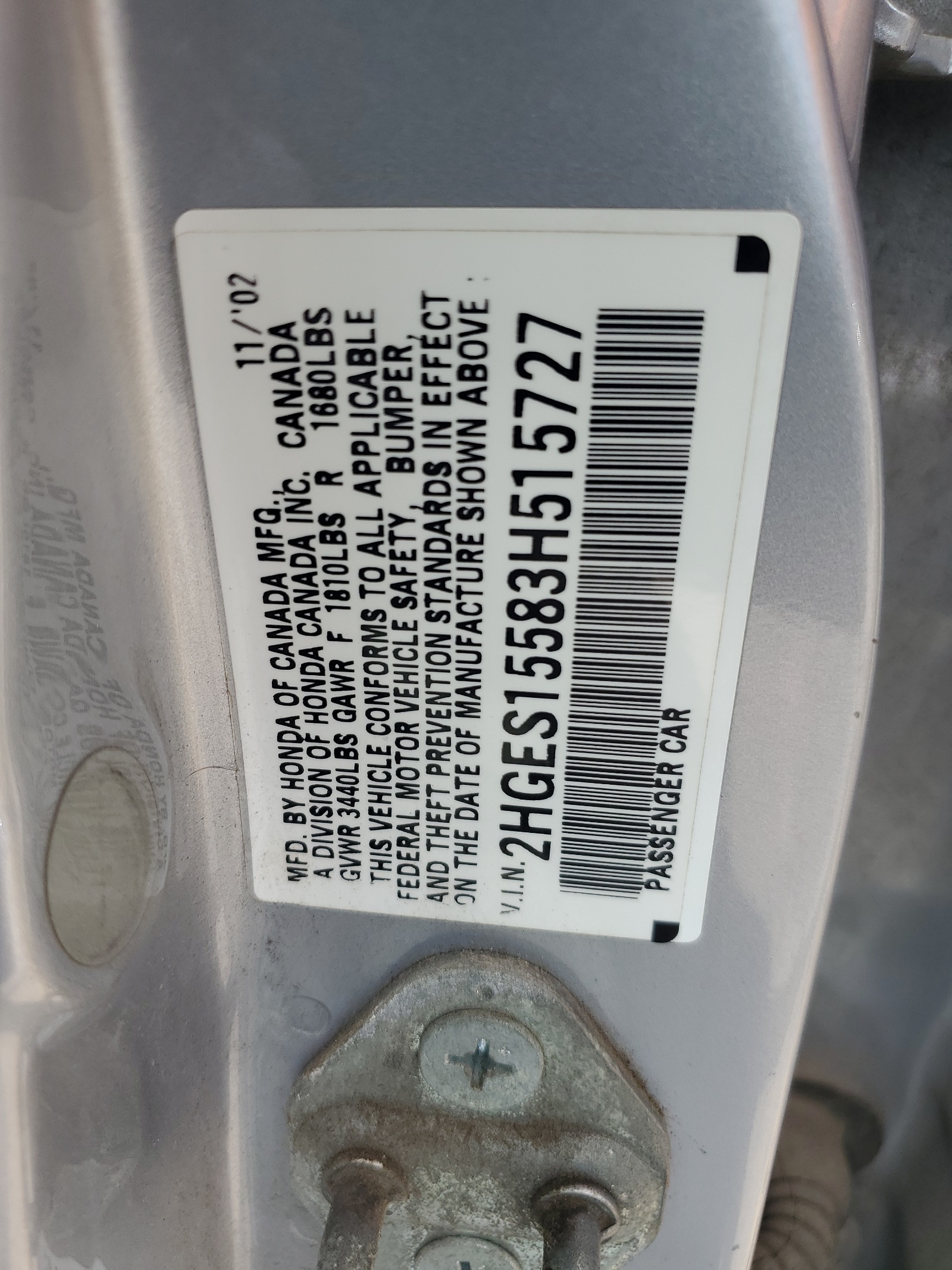 2HGES15583H515727 2003 Honda Civic Lx