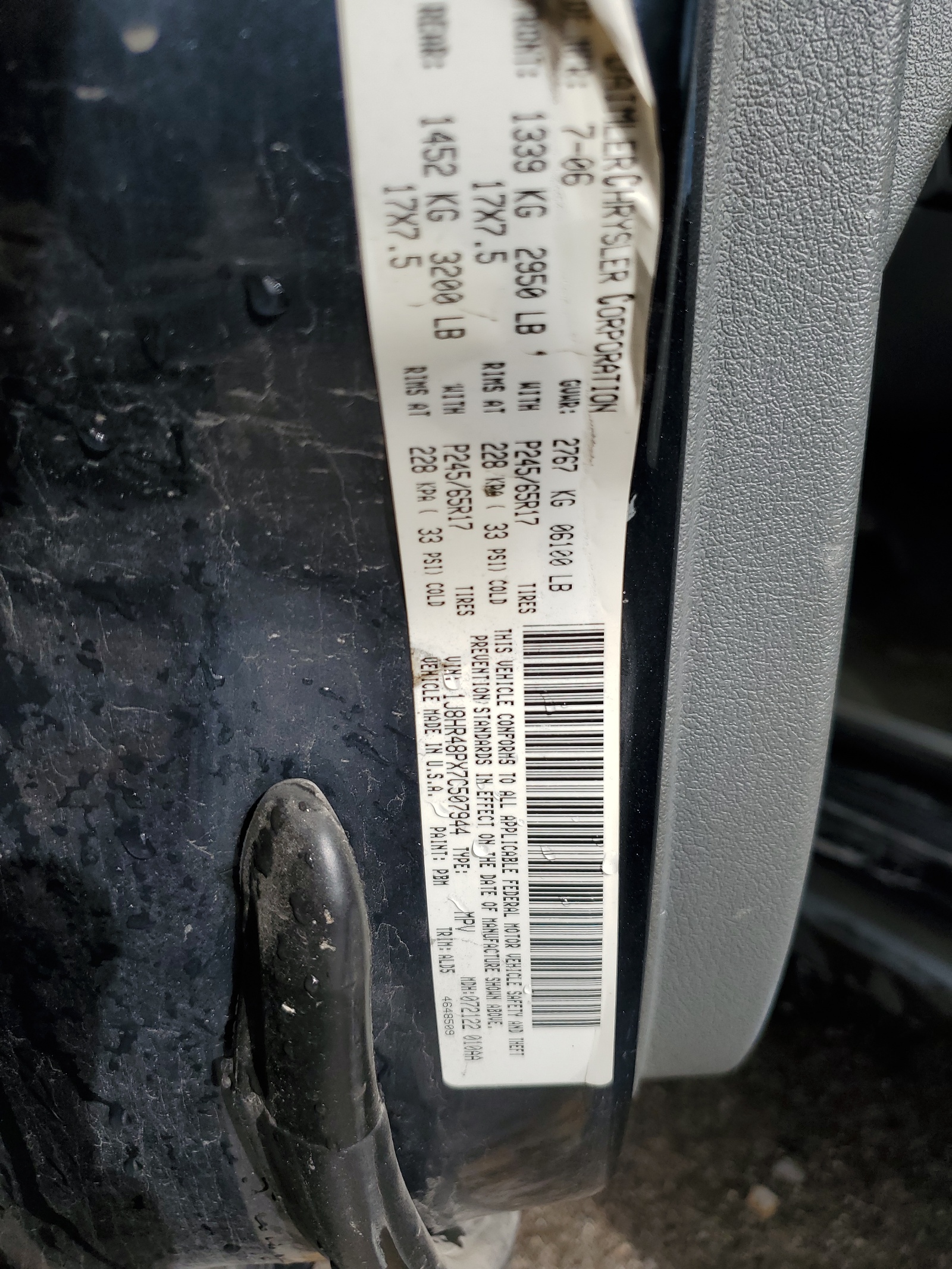 1J8HR48PX7C507944 2007 Jeep Grand Cherokee Laredo