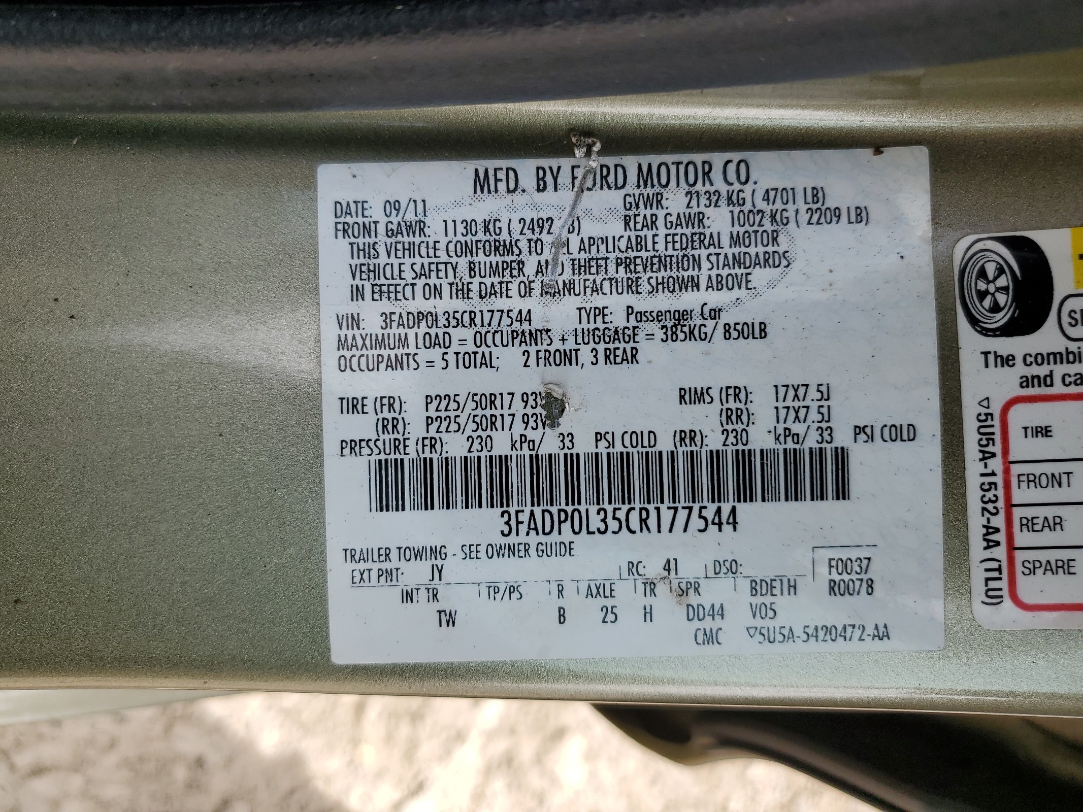 3FADP0L35CR177544 2012 Ford Fusion Hybrid