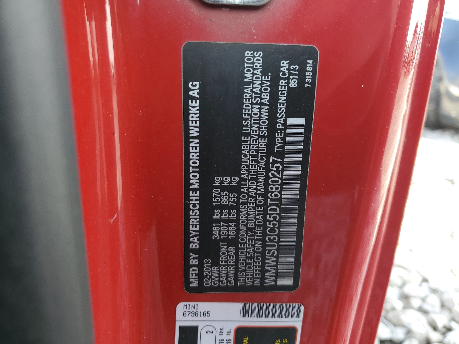 WMWSU3C55DT680257 2013 Mini Cooper