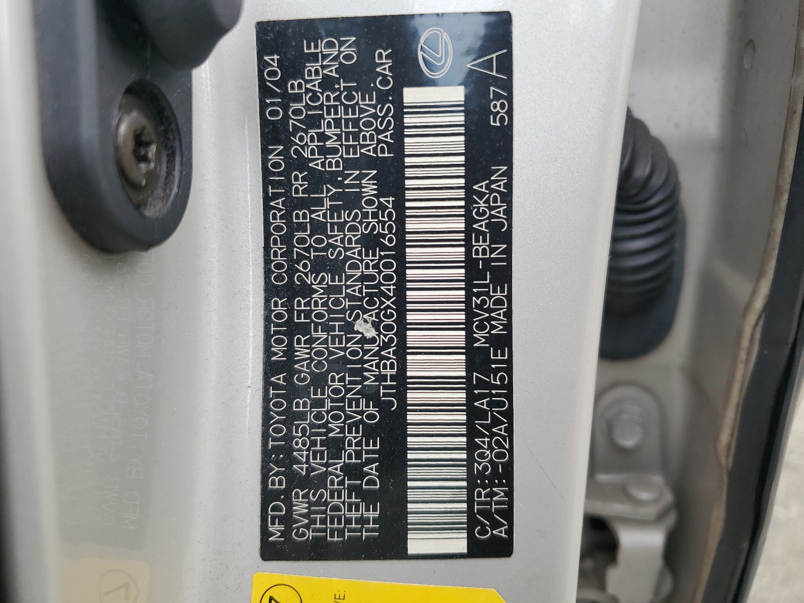 JTHBA30GX40016554 2004 Lexus Es 330