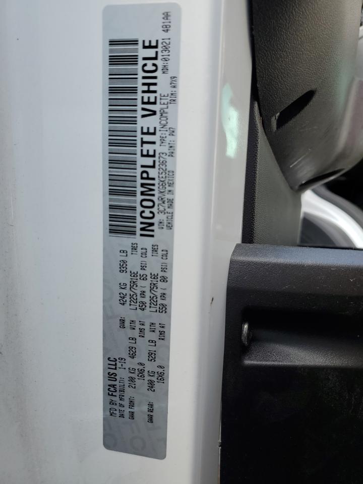 2019 Ram Promaster 3500 3500 Standard VIN: 3C7WRVKG6KE523673 Lot: 61301484