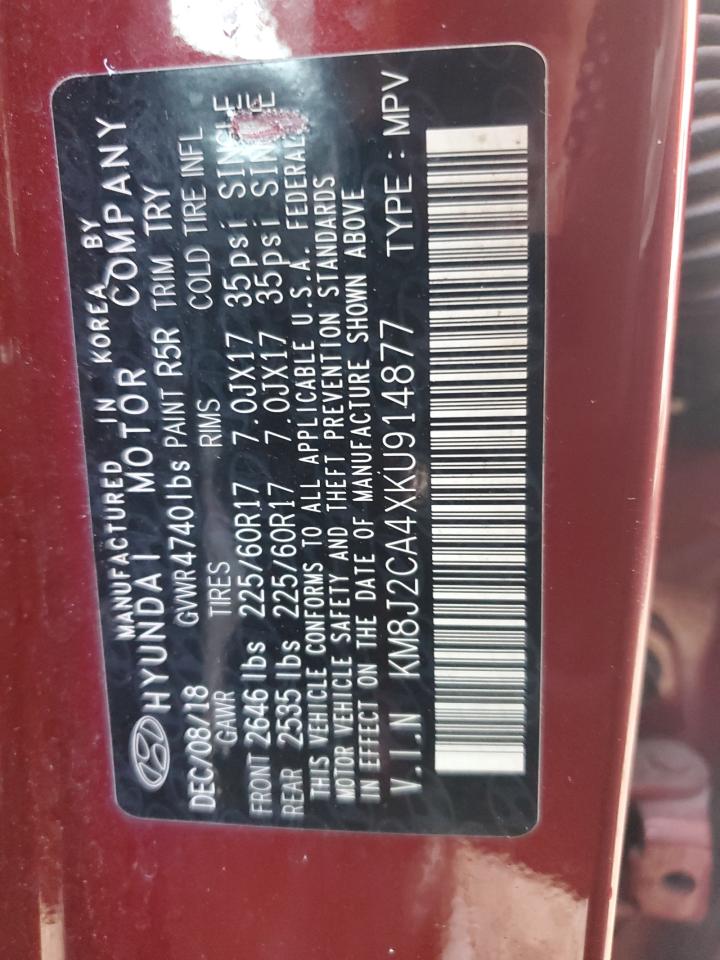 2019 Hyundai Tucson Se VIN: KM8J2CA4XKU914877 Lot: 64352324