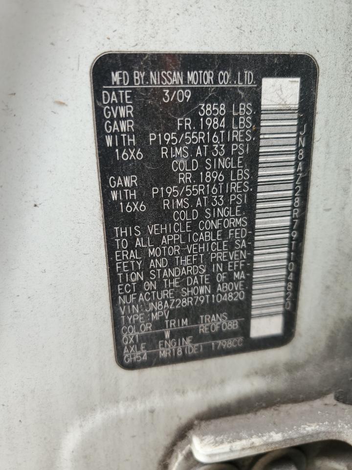 2009 Nissan Cube Base VIN: JN8AZ28R79T104820 Lot: 64257884