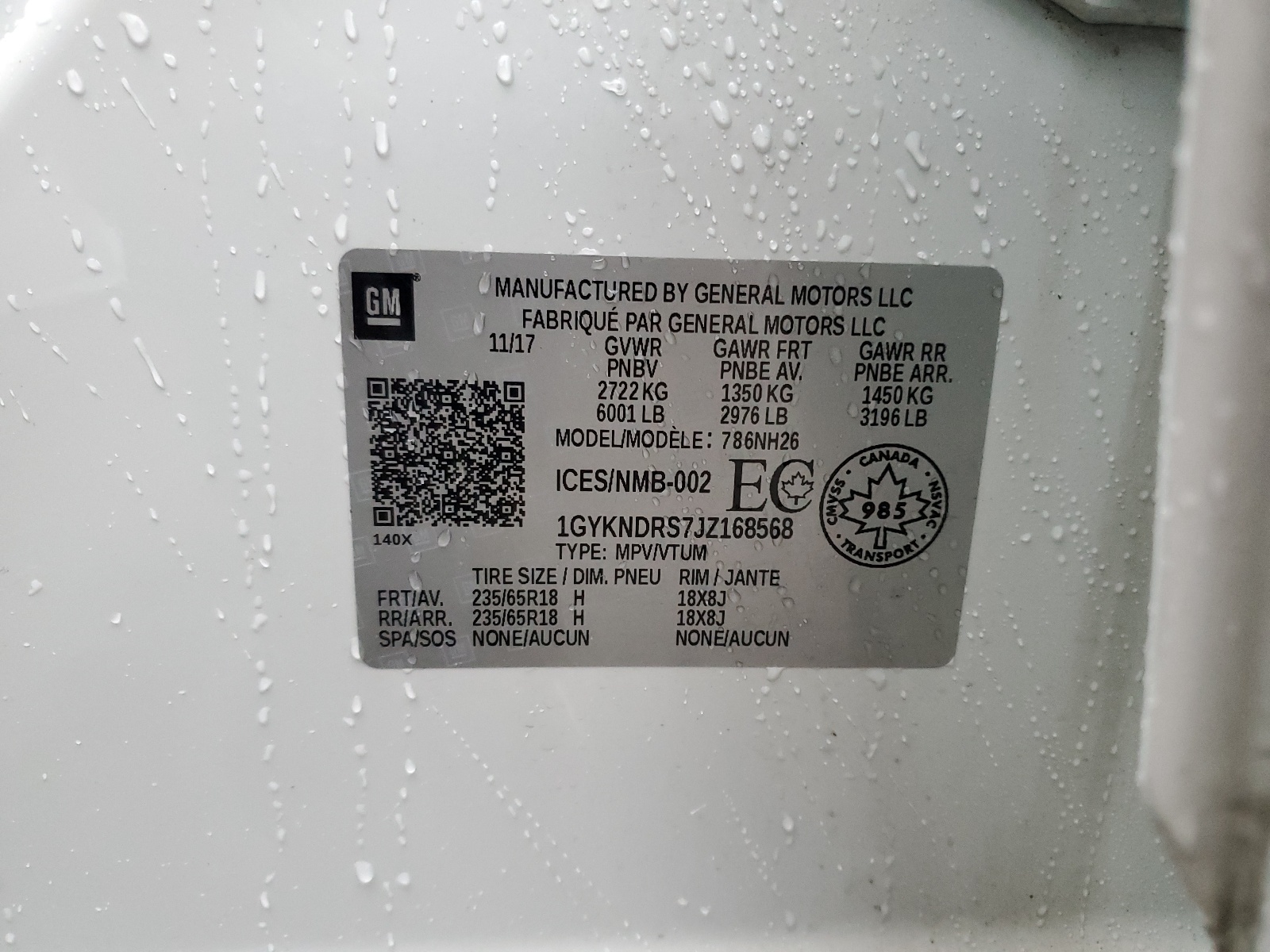 1GYKNDRS7JZ168568 2018 Cadillac Xt5 Luxury