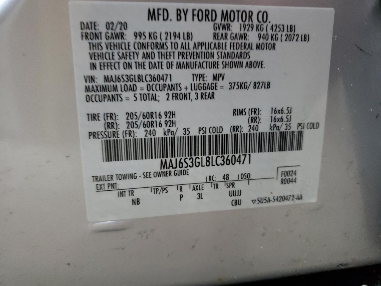 2020 Ford Ecosport Se VIN: MAJ6S3GL8LC360471 Lot: 60808634